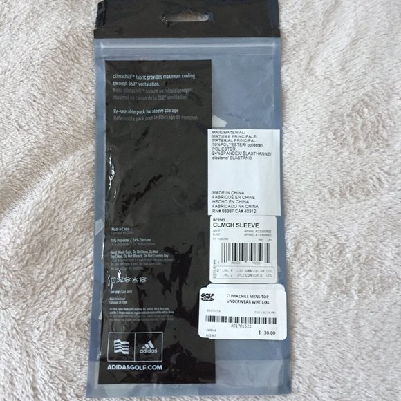 ❤️4/20 ADIDAS white  Golf Sleeve sz L/XL - Picture 6 of 8